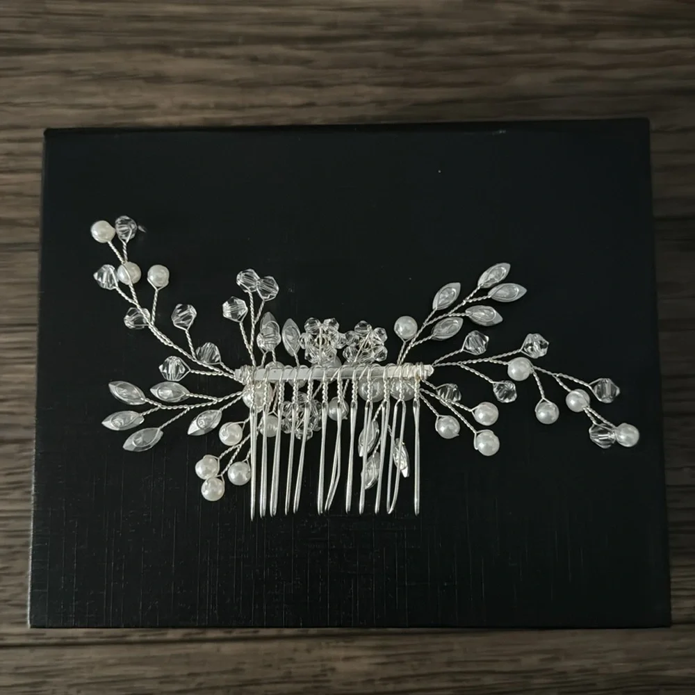Bridal Flower Girl Silver Boho Wedding Gala Hair Comb Clip Hair Accessory